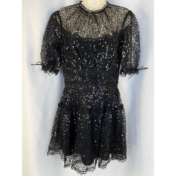 NWT Jonathan Simkhai Sequin Lace Mesh Mini Dress In Black Lace $745 - Picture 3 of 15
